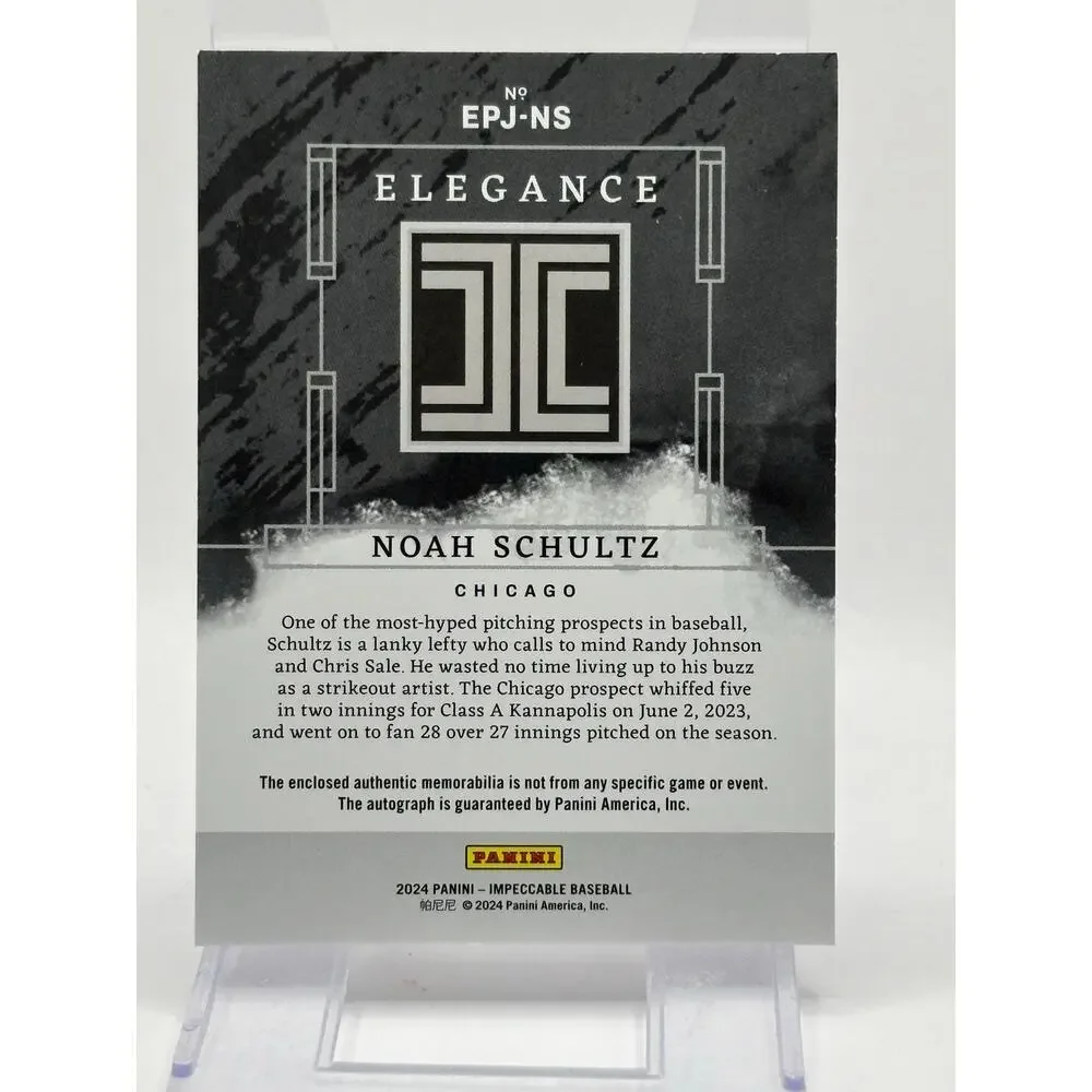 2024 Panini Impeccable Noah Schultz Elegance Jersey Patch Auto 64/99 White Sox